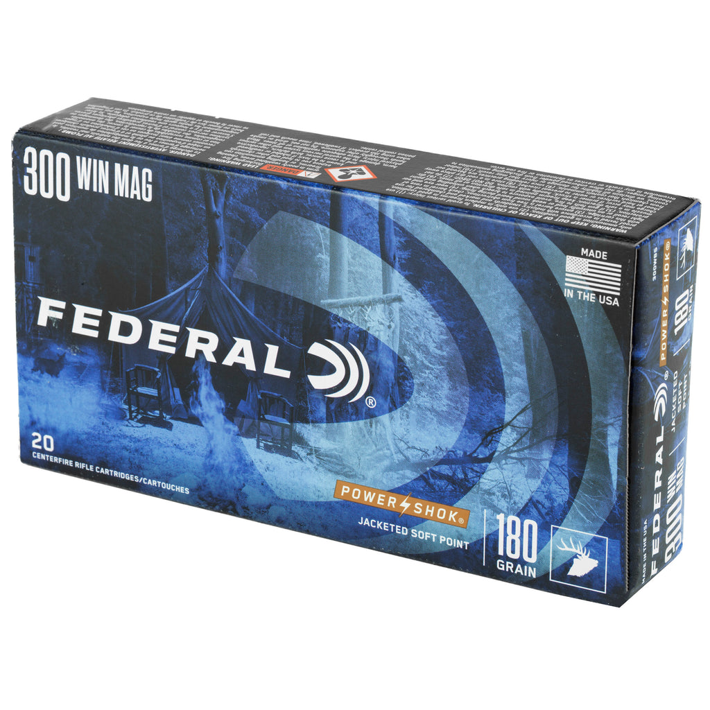 Federal PowerShok 300 Winchester Magnum 180 Grain Solid Base Hunting Bullets (20 Rounds per Box)