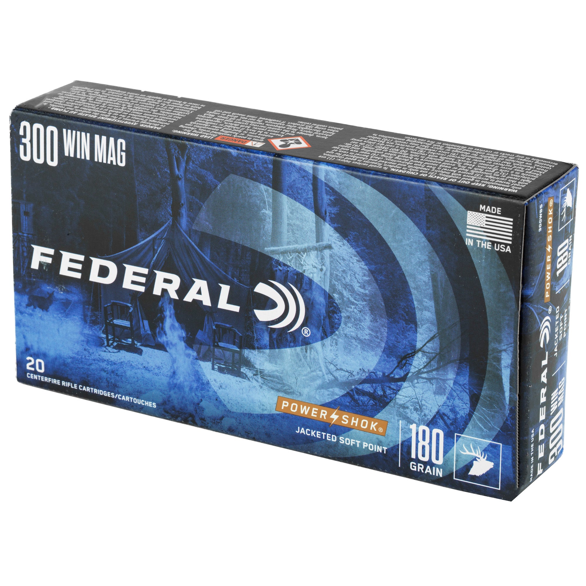 Federal PowerShok 300 Winchester Magnum 180 Grain Solid Base Hunting Bullets (20 Rounds per Box)