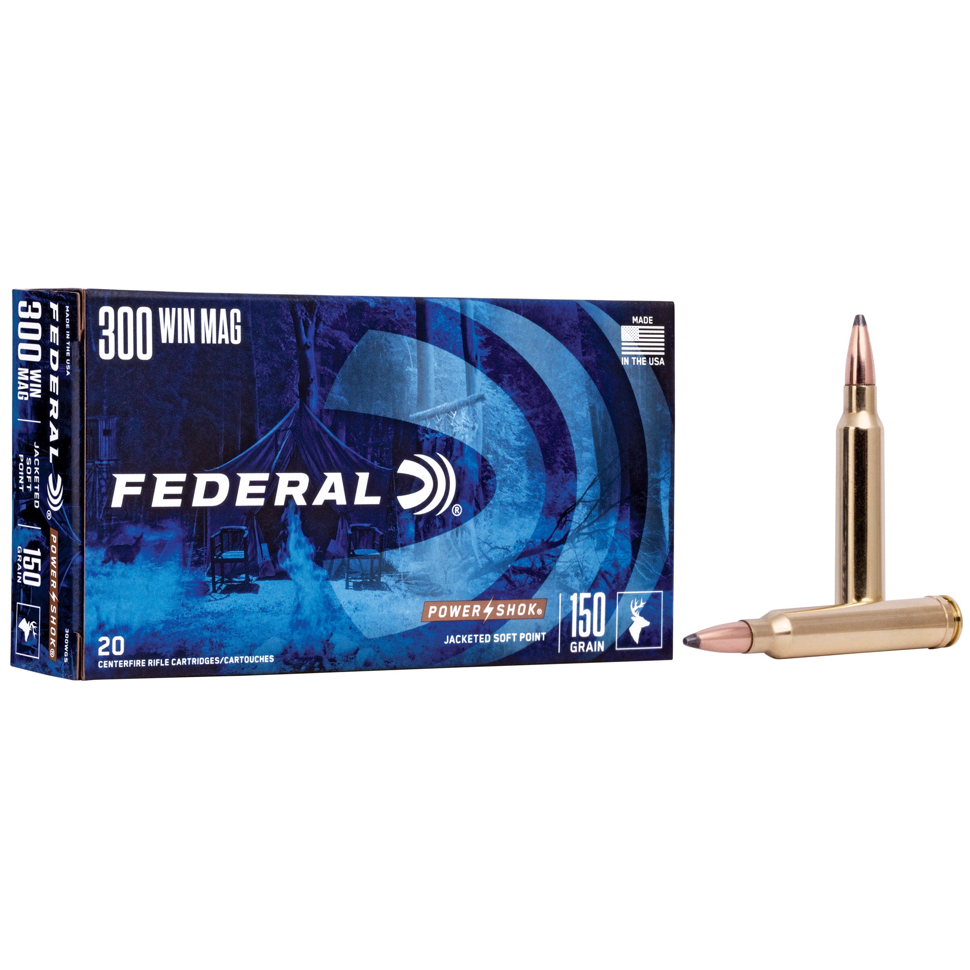 Federal PowerShok 300 Winchester Magnum 150 Grain Solid Base Hunting Bullets