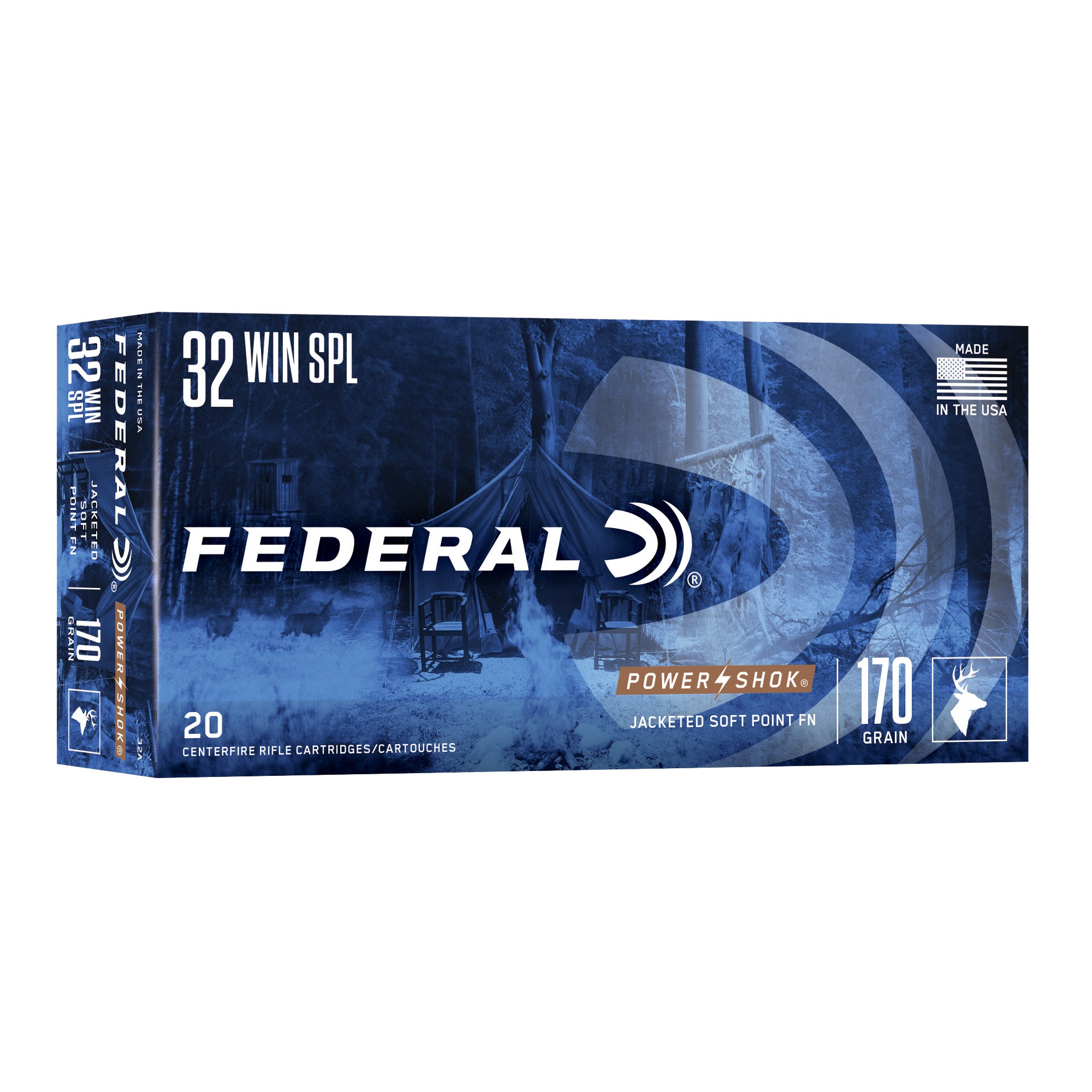 Federal PowerShok 32 Winchester Special 170-Grain Solid Base Hunting Bullets (20 Rounds per Box)