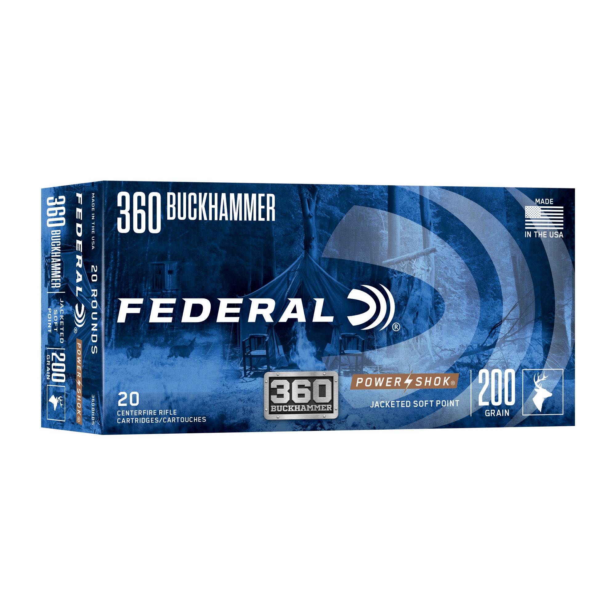 Federal PowerShok 360 Buckhammer Solid Base Rifle Bullets – 200 Grain, Box of 20