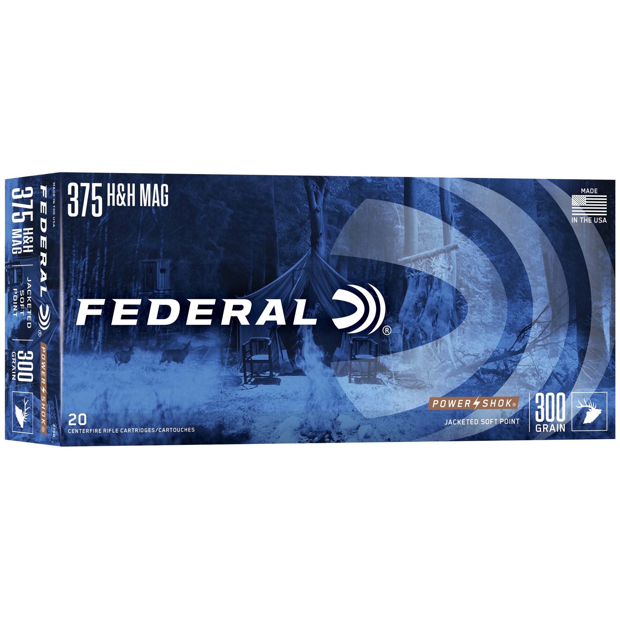 Federal PowerShok .375 H&H 300-Grain Solid Base Rifle Bullets (20-Pack)