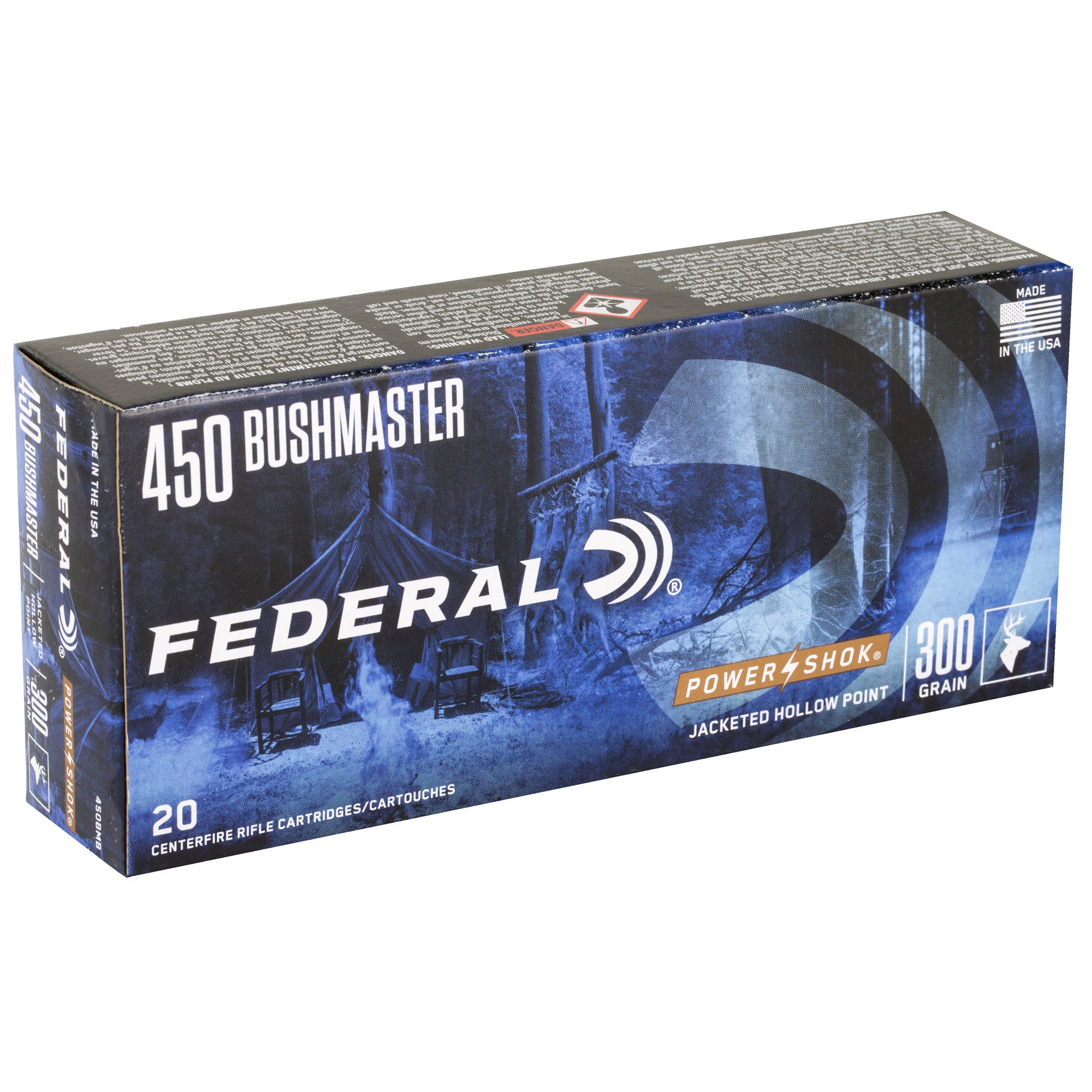 Federal PowerShok .450 Bushmaster Hollow Point Hunting Bullets – 300 Grain, 20/Box