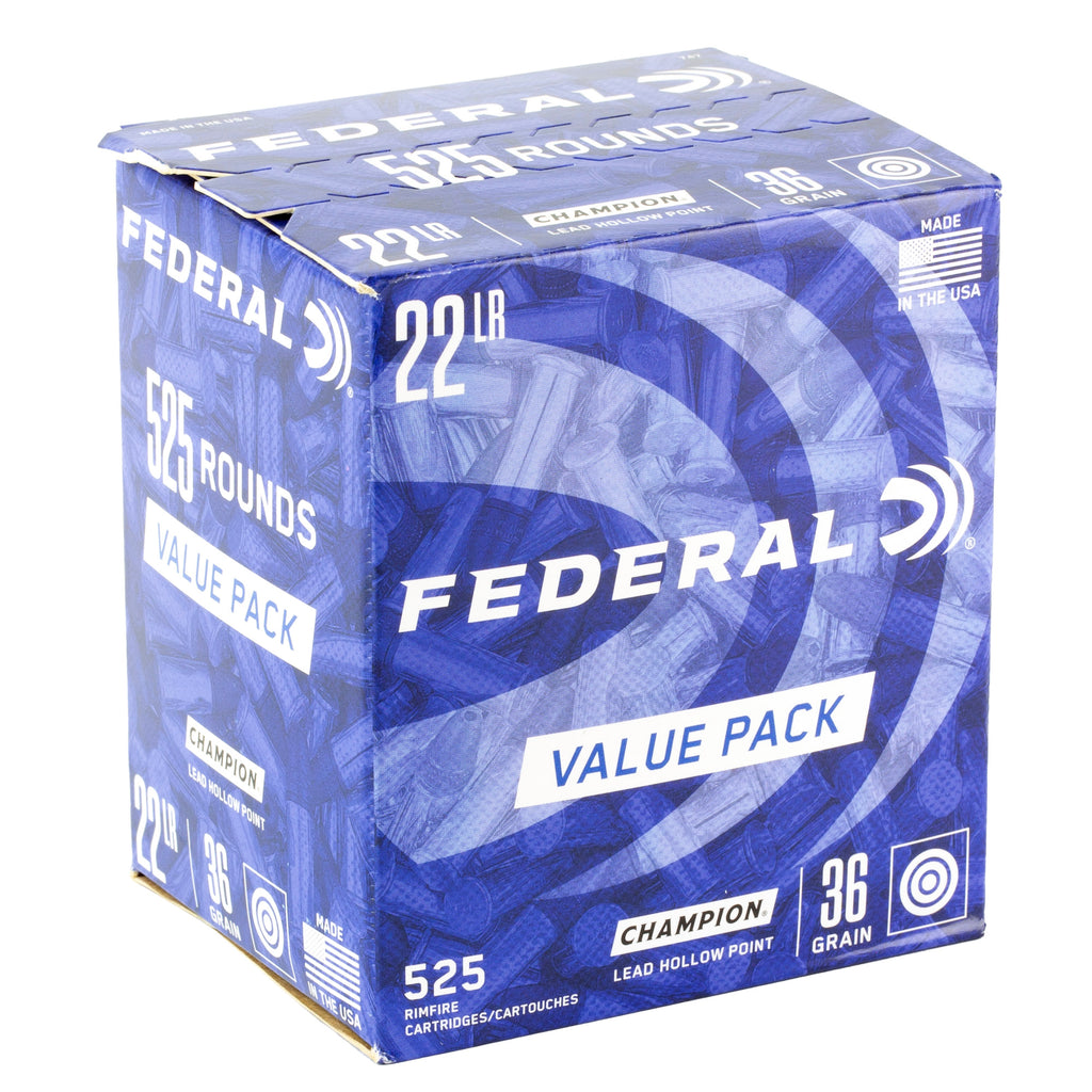 Federal Lead Hollow Point 22LR Ammunition – 36 Grain, 525 Rounds per Box