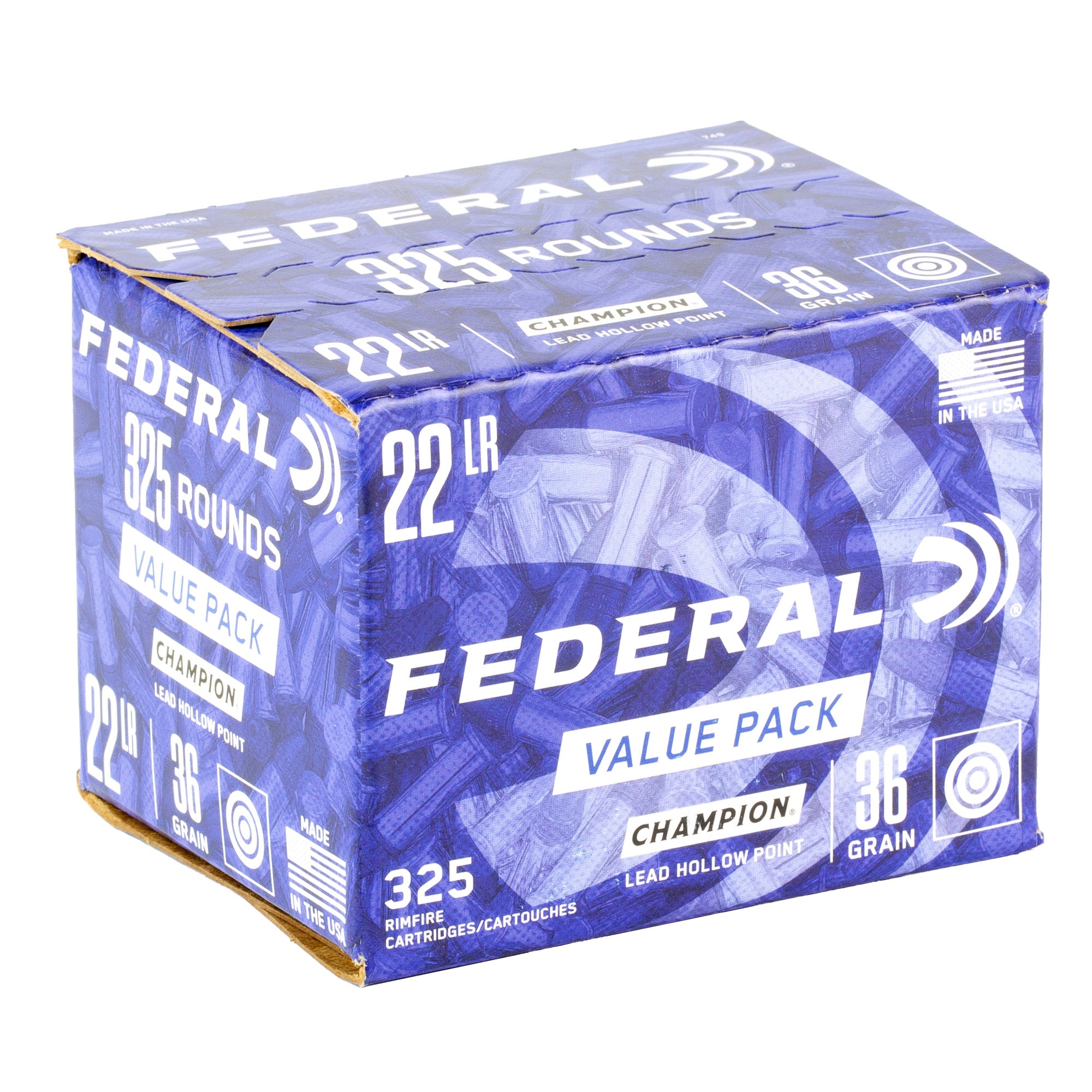 Federal 22LR Lead Hollow Point Ammunition – 36 Grain, 325 Rounds per Box