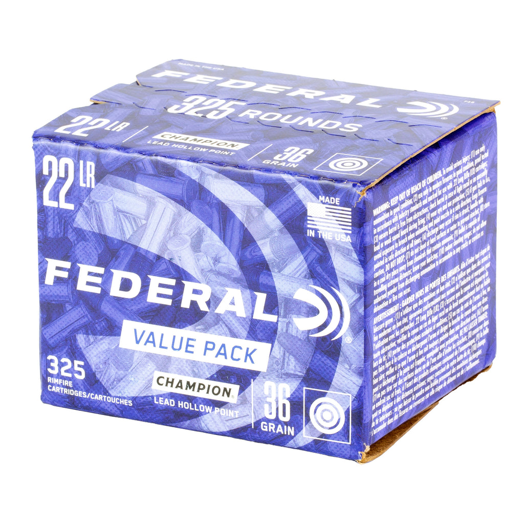 Federal 22LR Lead Hollow Point Ammunition – 36 Grain, 325 Rounds per Box