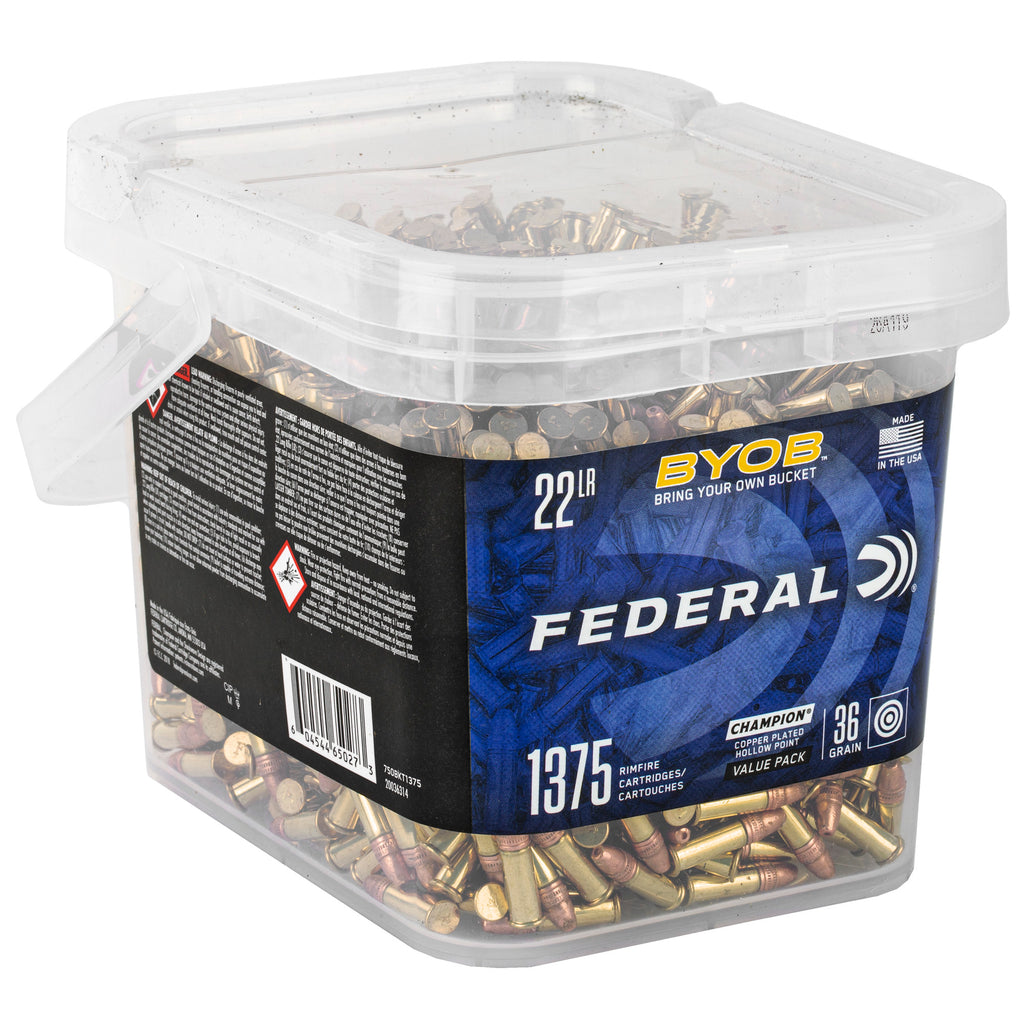 Federal BYOB Rimfire Buckets and Bottles 22 LR 36 Grain Hollow Point – Bulk Pack of 2,750 Rounds
