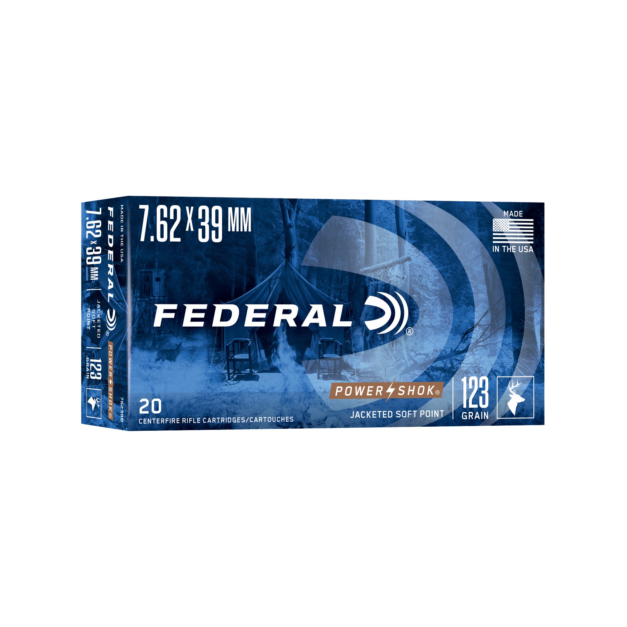 Federal PowerShok 7.62x39 123 Grain Solid Base Ammunition – Clean-Burning, Reliable Performance