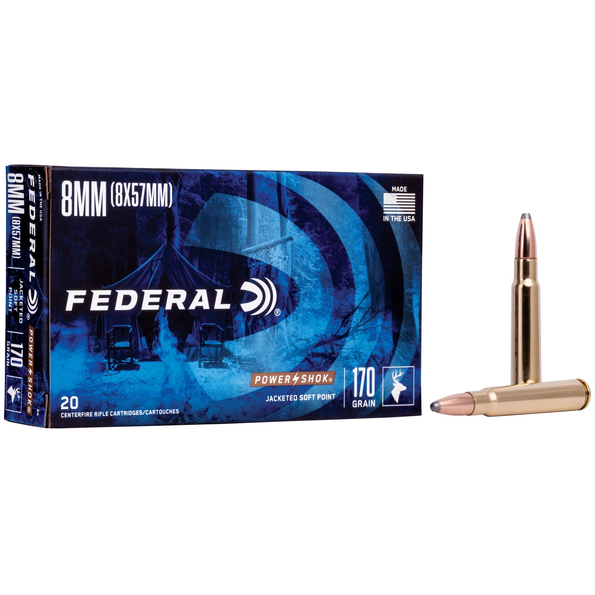 Federal PowerShok 8mm Mauser 170 Grain Solid Base Hunting Ammo – Reliable Performance for Medium and Big Game