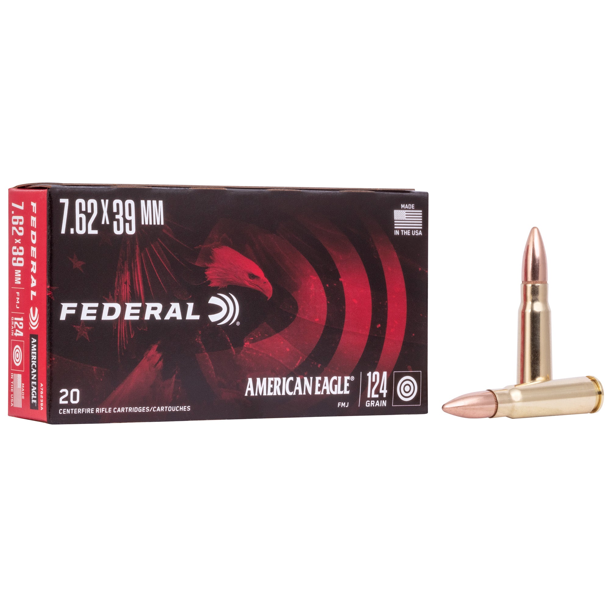 Federal American Eagle 7.62x39mm 124 Grain FMJ Ammunition – Subsonic Full Metal Jacket