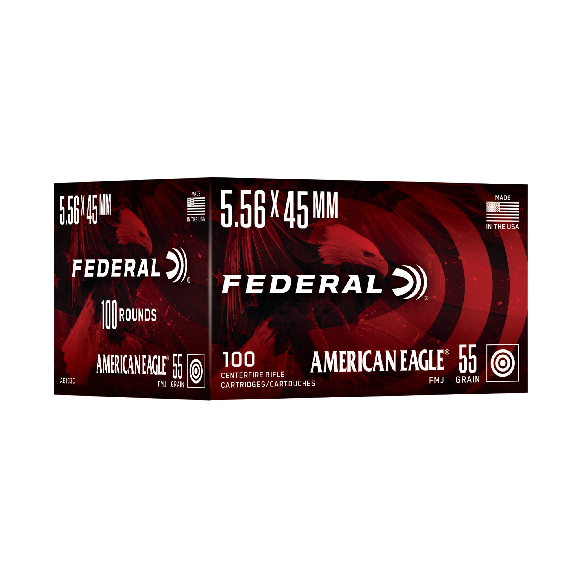 Federal American Eagle 5.56 NATO 55 Grain Full Metal Jacket Ammunition (Part #AE193C)