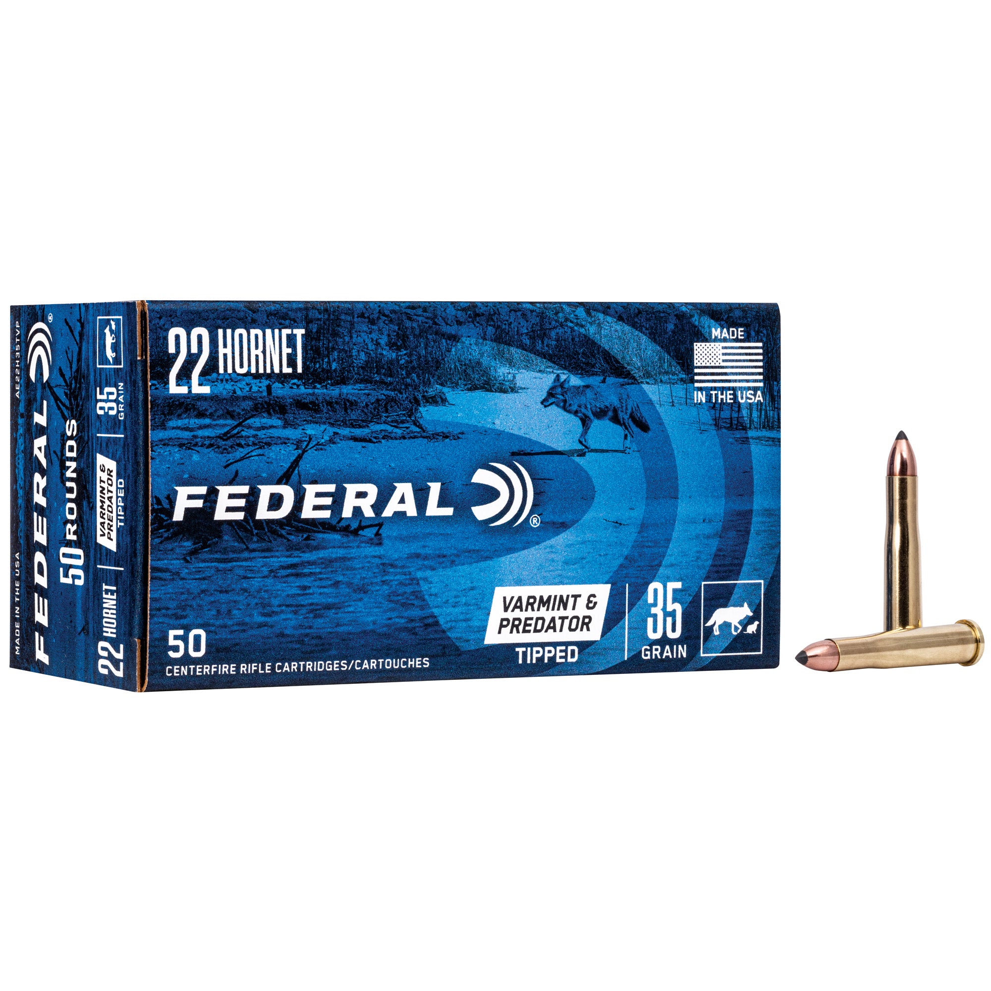 Federal American Eagle Varmint & Predator 22 Hornet 35 Grain Polymer Tip Ammunition (50 Rounds per Box)