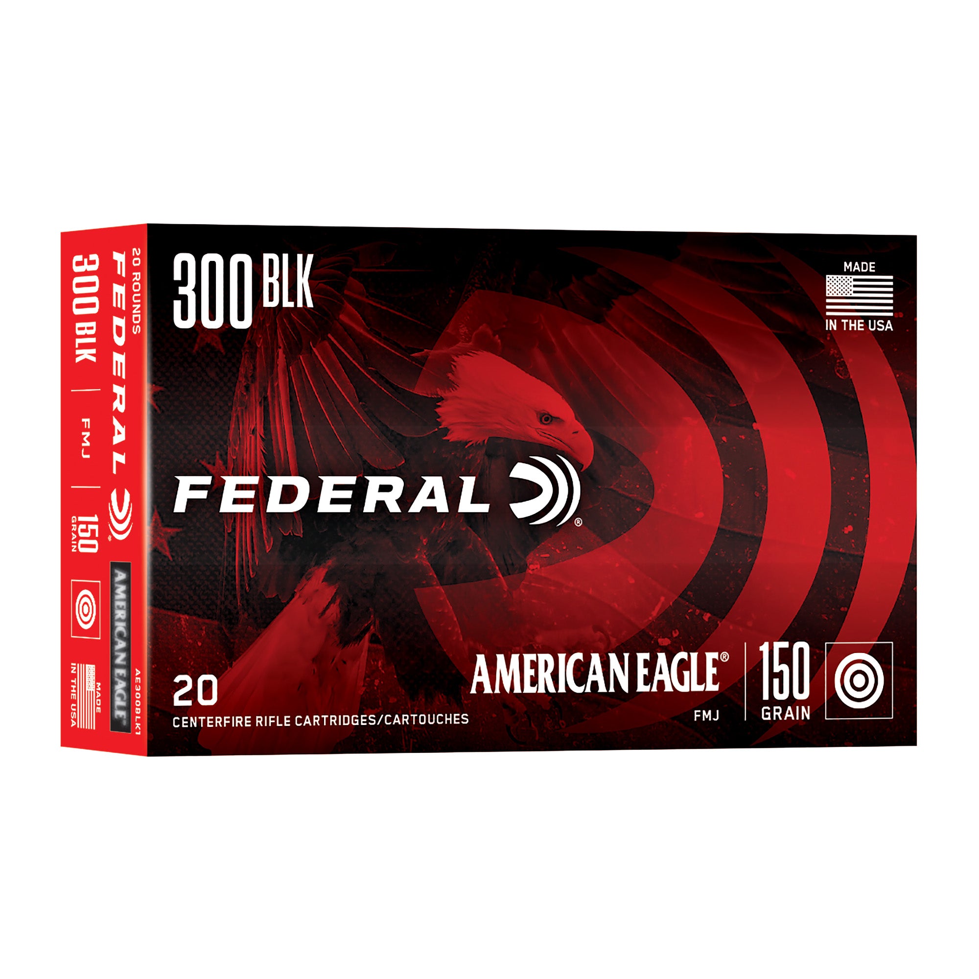 Federal American Eagle 300 Blackout 150 Grain FMJ Ammunition (20 Rounds per Box, 500 per Case)