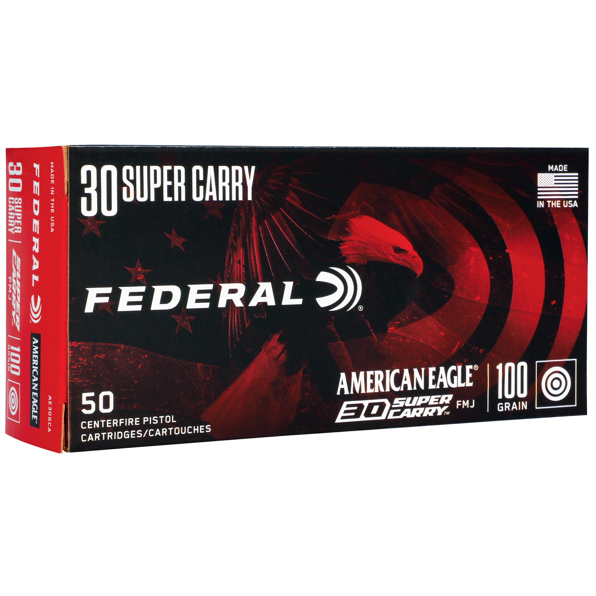 Federal American Eagle 30 Super Carry 100 Grain FMJ Ammunition - 50 Rounds per Box