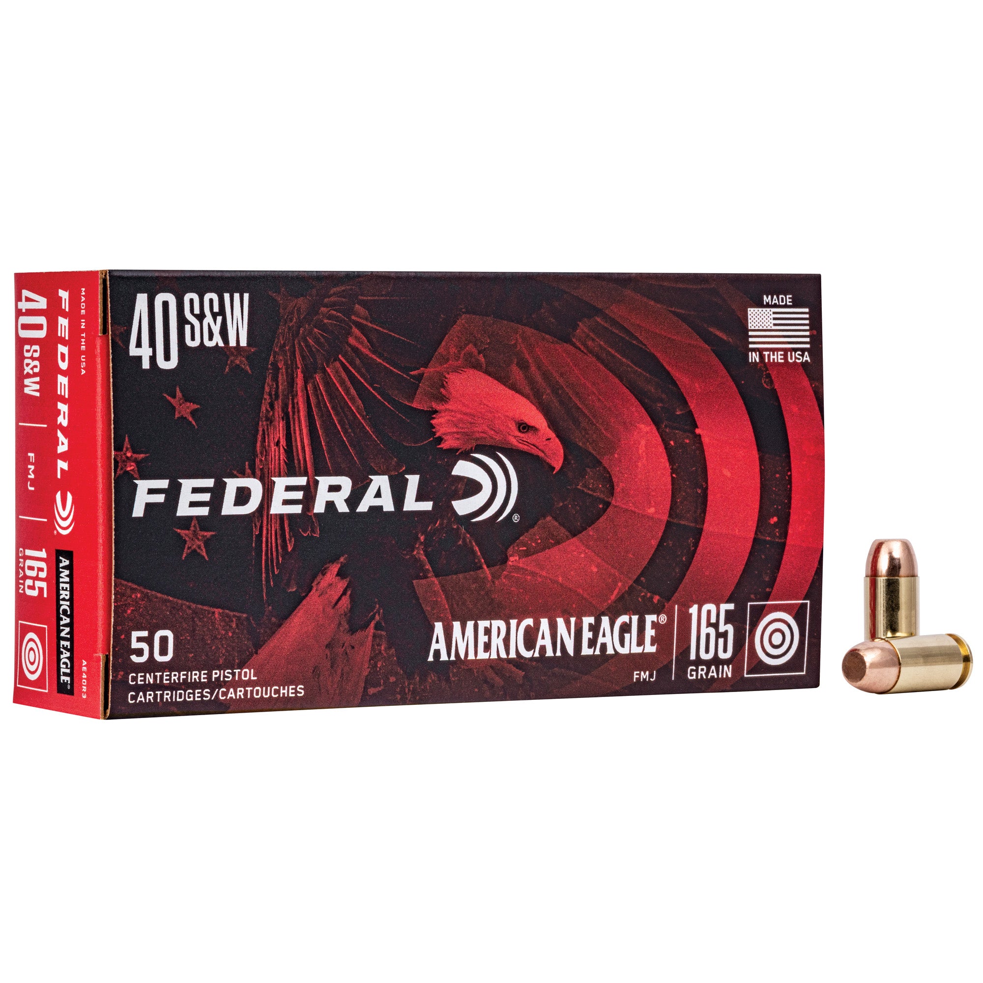 Federal American Eagle 40 S&W 165-Grain FMJ Ammo - Box of 50, Case of 1000