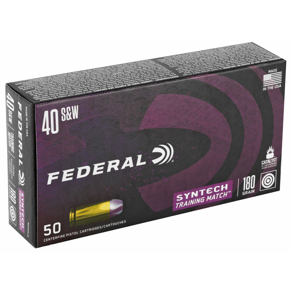 Federal Syntech Training Match .40 S&W 180 Grain Total Synthetic Jacket Ammunition – 50 Rounds per Box