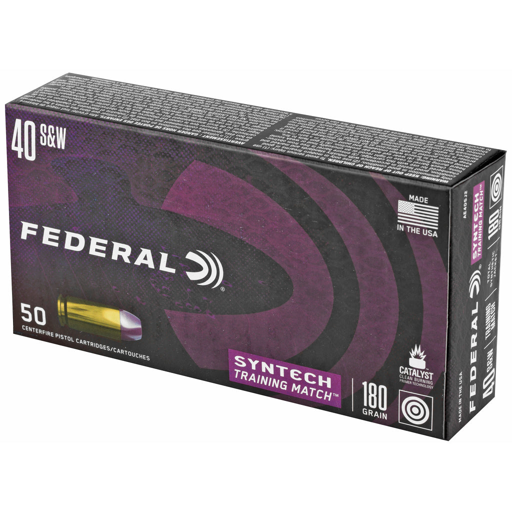 Federal Syntech Training Match .40 S&W 180 Grain Total Synthetic Jacket Ammunition – 50 Rounds per Box