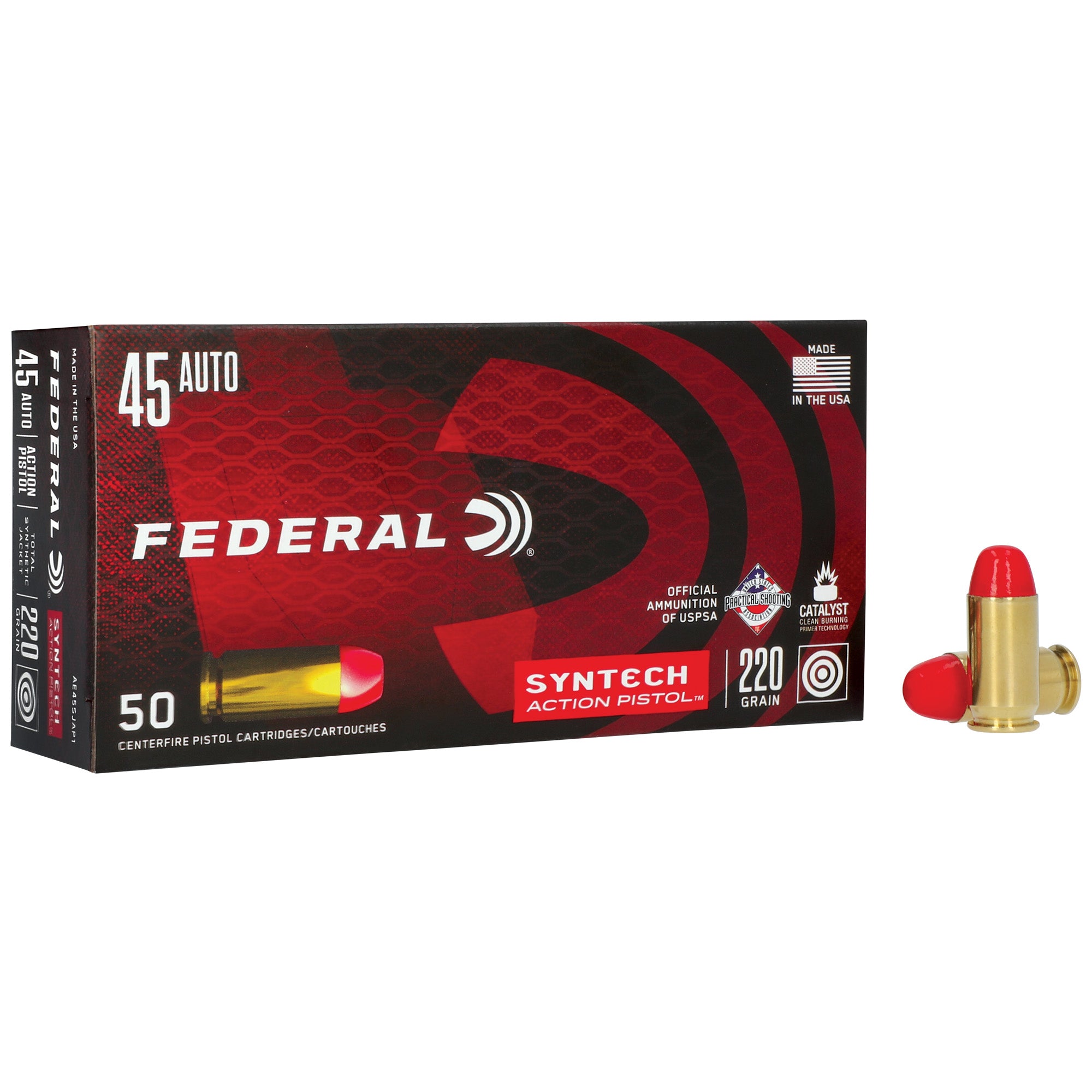Federal Syntech Action Pistol .45 ACP 220 Grain Total Synthetic Jacket Ammunition - 50 Rounds Per Box