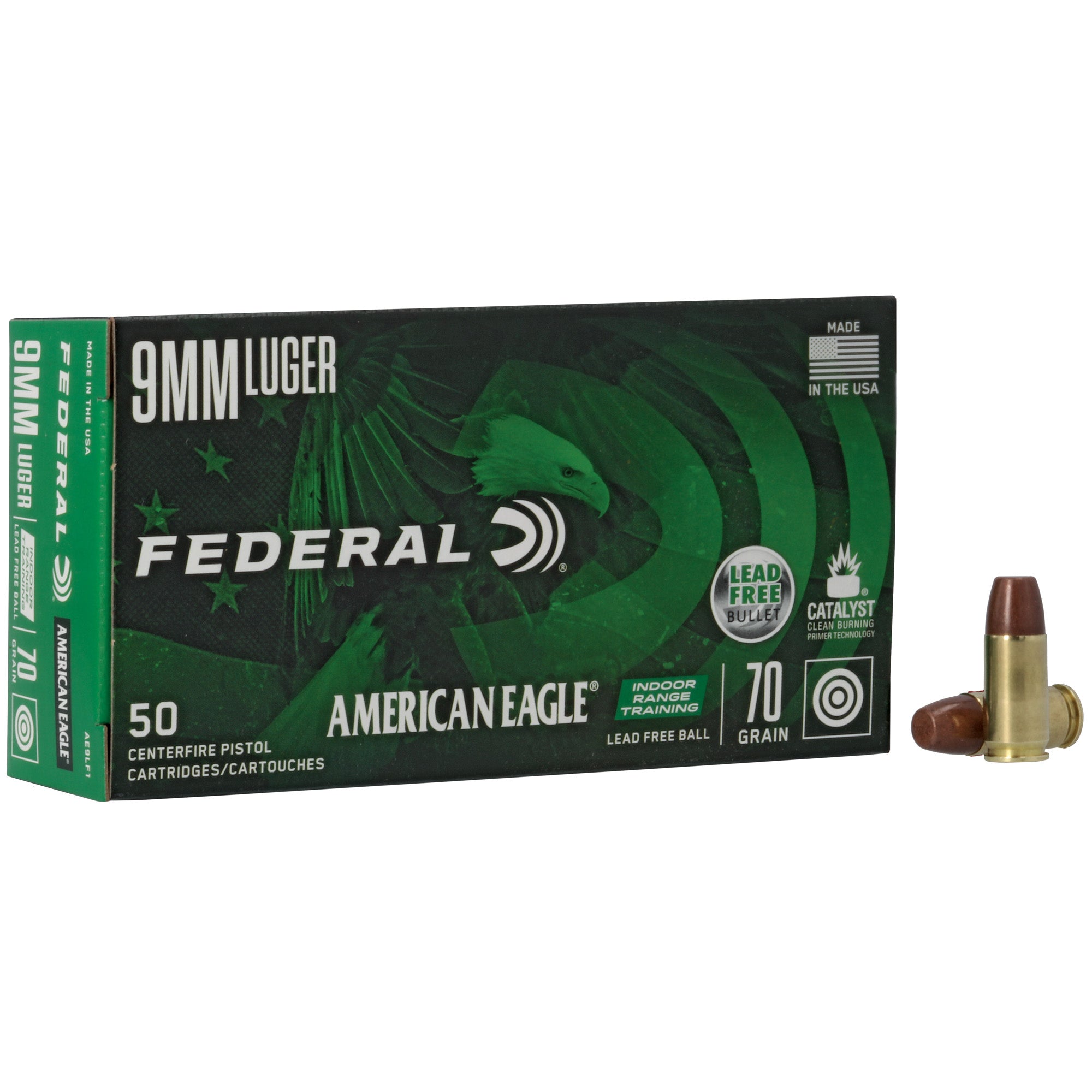 Federal Subsonic 9mm Lead-Free Ball Ammunition - 70 Grain, Box of 50