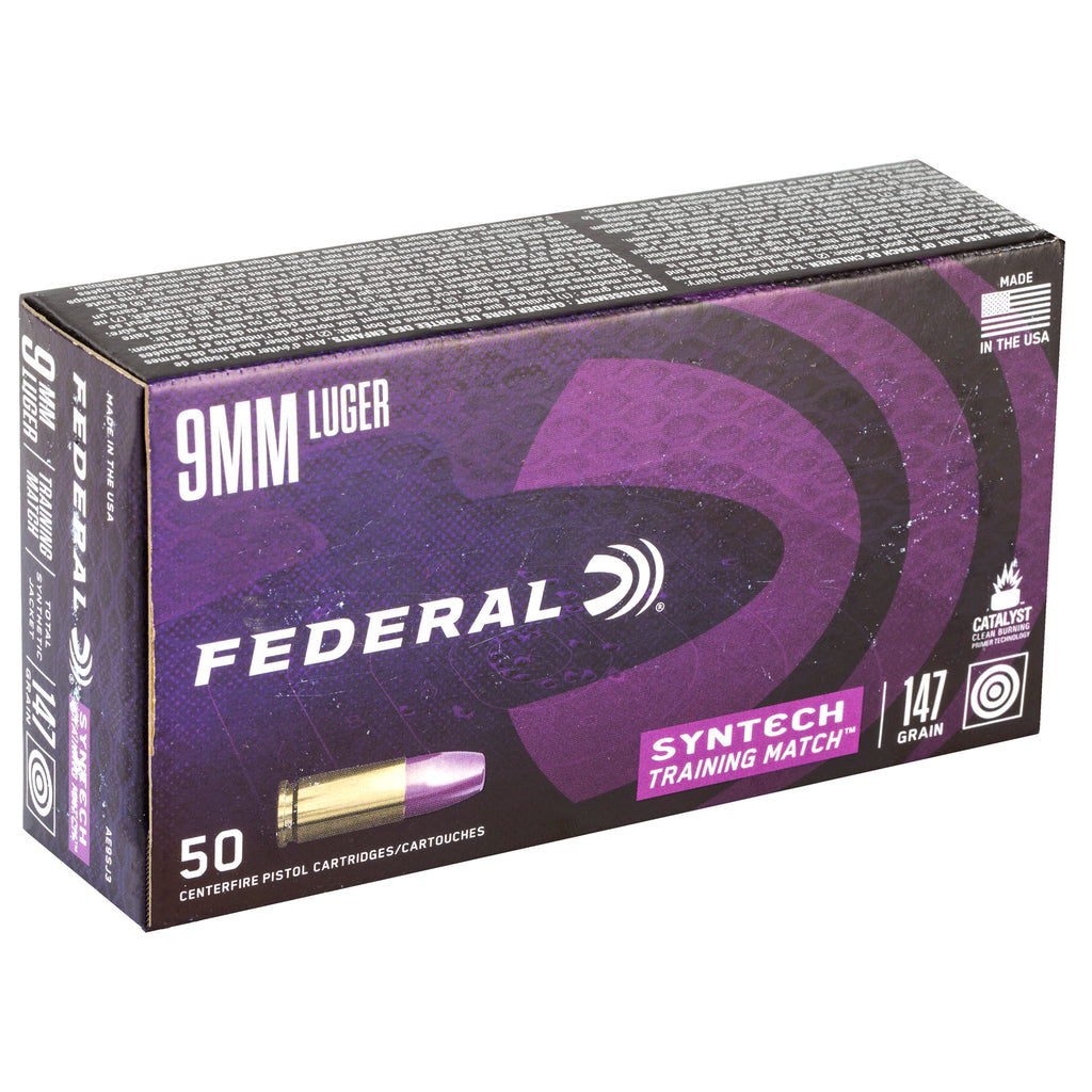 Federal AE 9mm 147 Grain Training Match Total Synthetic Jacket Ammunition (50 Rounds per Box)