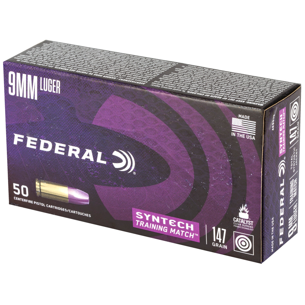 Federal AE 9mm 147 Grain Training Match Total Synthetic Jacket Ammunition (50 Rounds per Box)