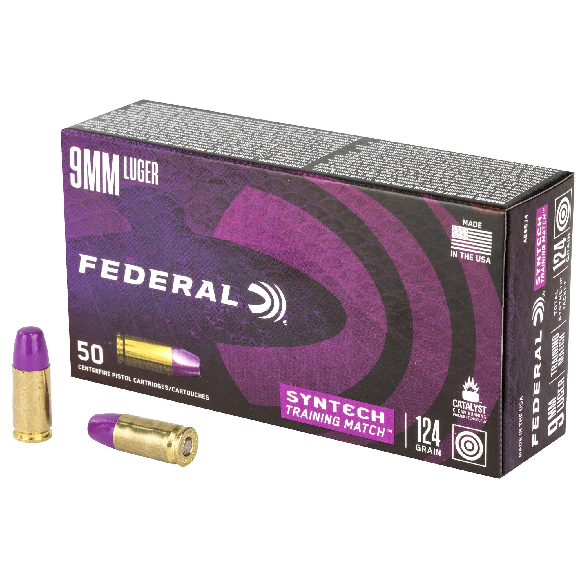 Federal Syntech 9mm 124 Grain Training Match Ammunition - Total Synthetic Jacket