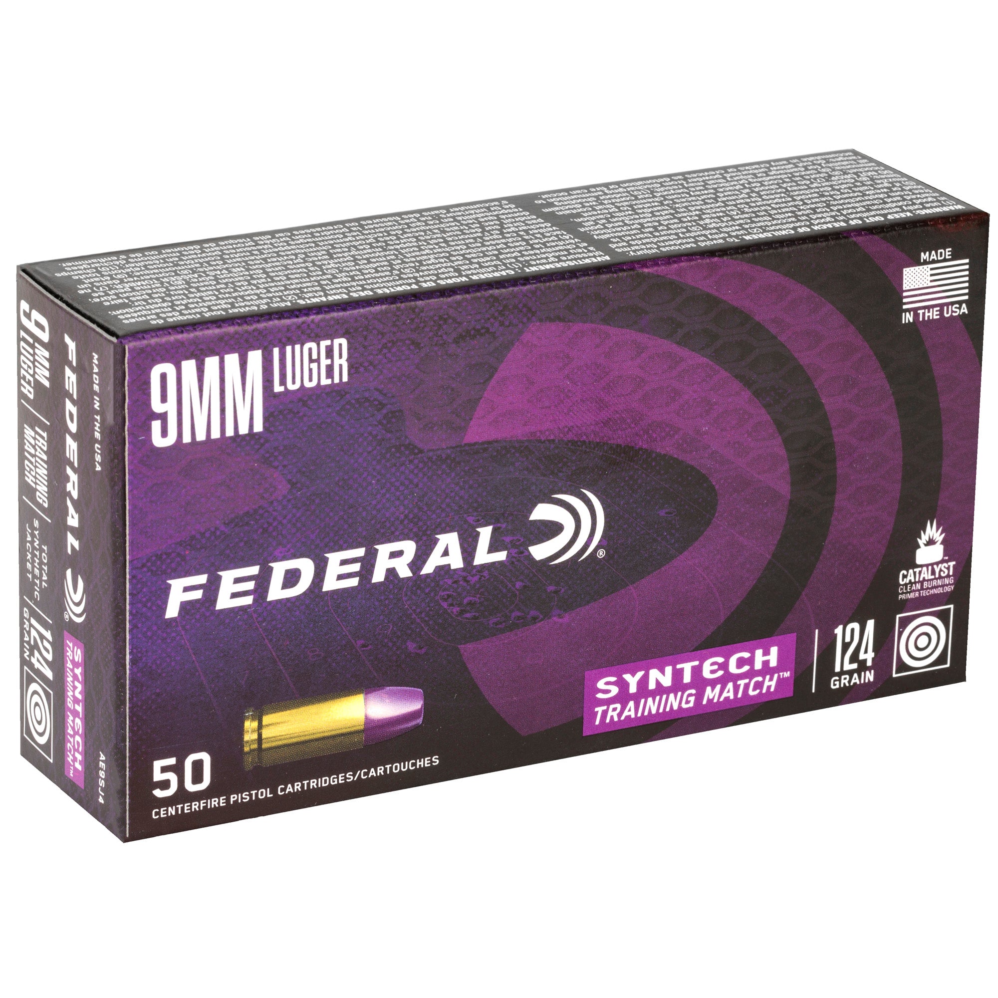 Federal Syntech 9mm 124 Grain Training Match Ammunition - Total Synthetic Jacket