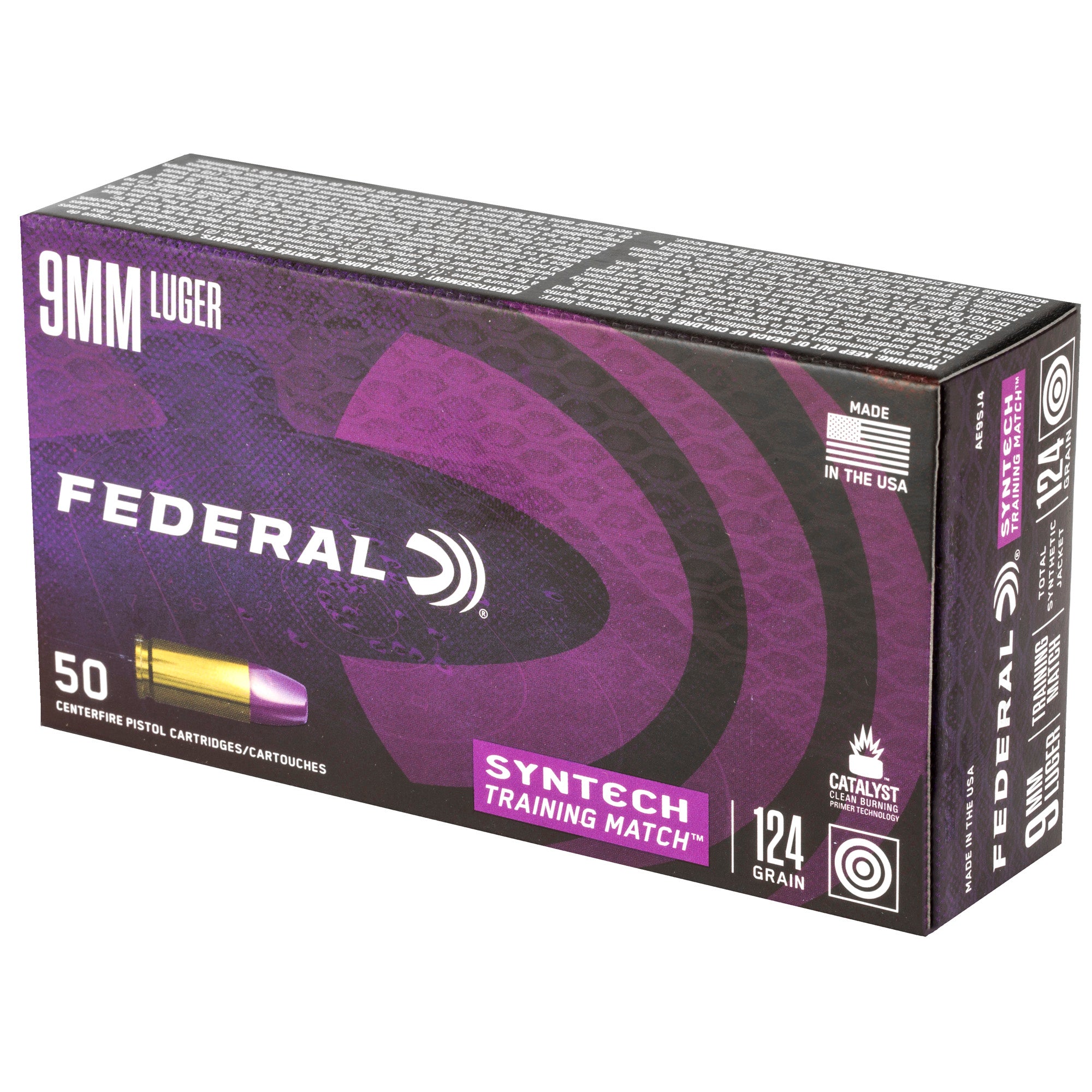 Federal Syntech 9mm 124 Grain Training Match Ammunition - Total Synthetic Jacket