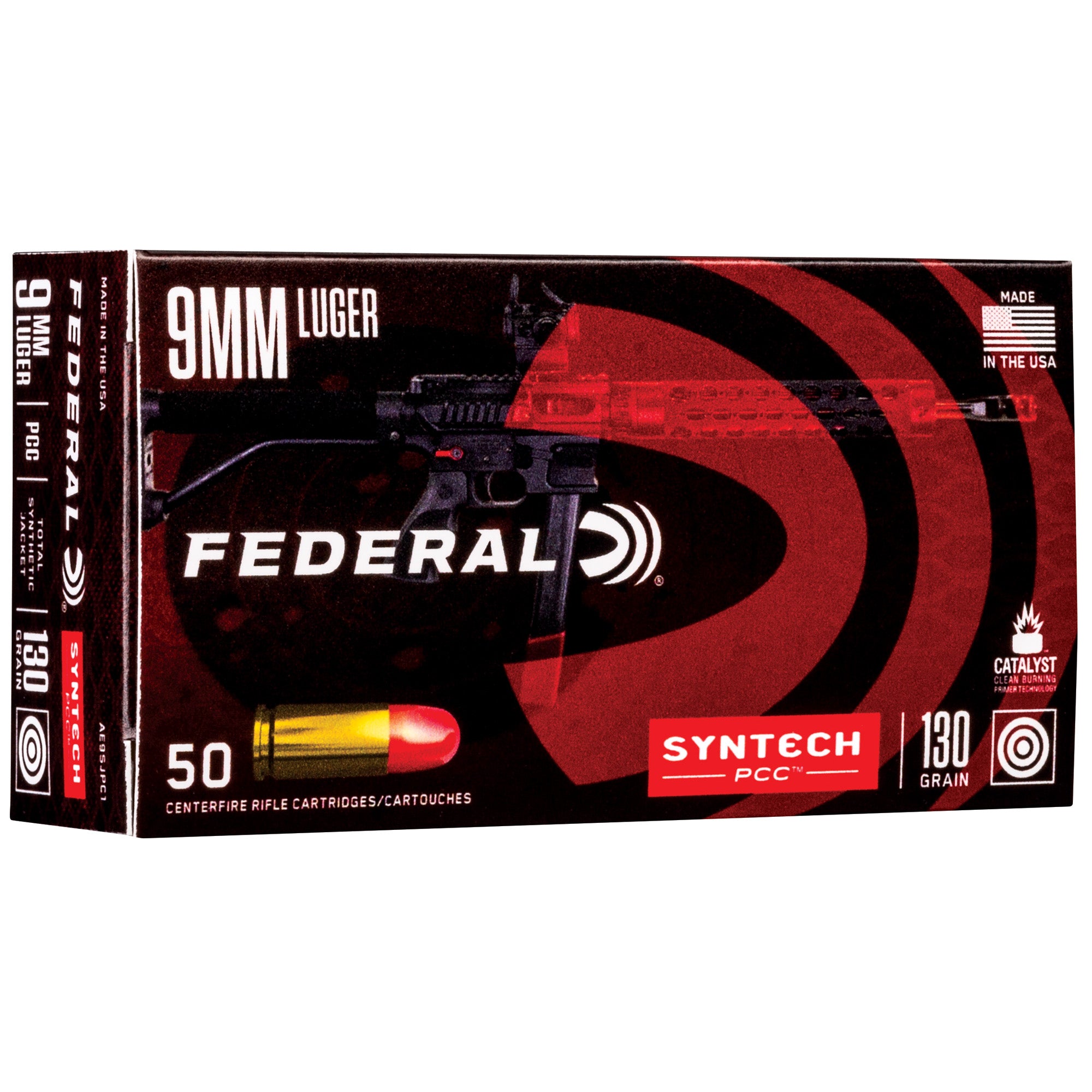 Federal AE 9mm Luger 130 Grain Syntech Subsonic Carbine Ammo – Pack of 50