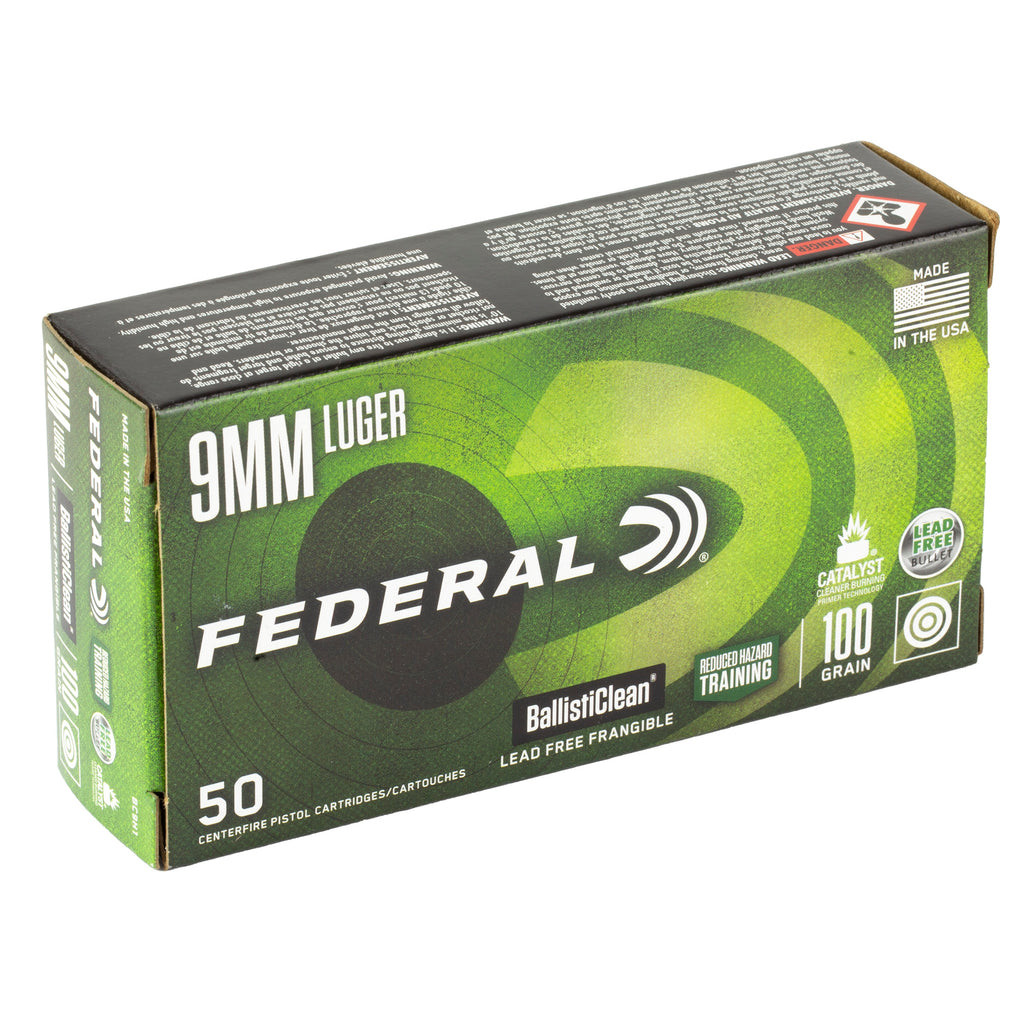 Federal Premium BallistiClean 9mm Luger 100 Grain Lead-Free Frangible Handgun Ammo - Model BC9H1