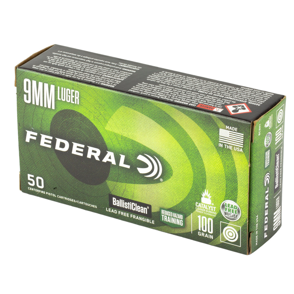 Federal Premium BallistiClean 9mm Luger 100 Grain Lead-Free Frangible Handgun Ammo - Model BC9H1