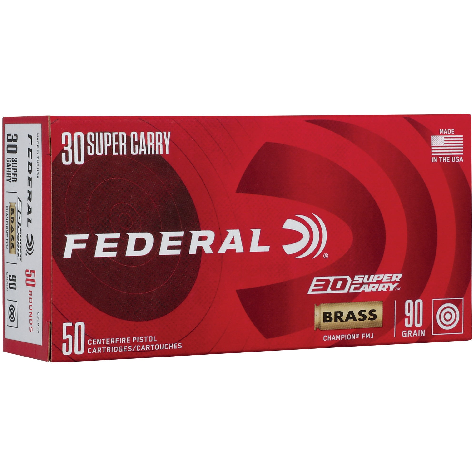 Federal Champion 30 Super Carry 90-Grain Full Metal Jacket Ammunition - 50 Rounds