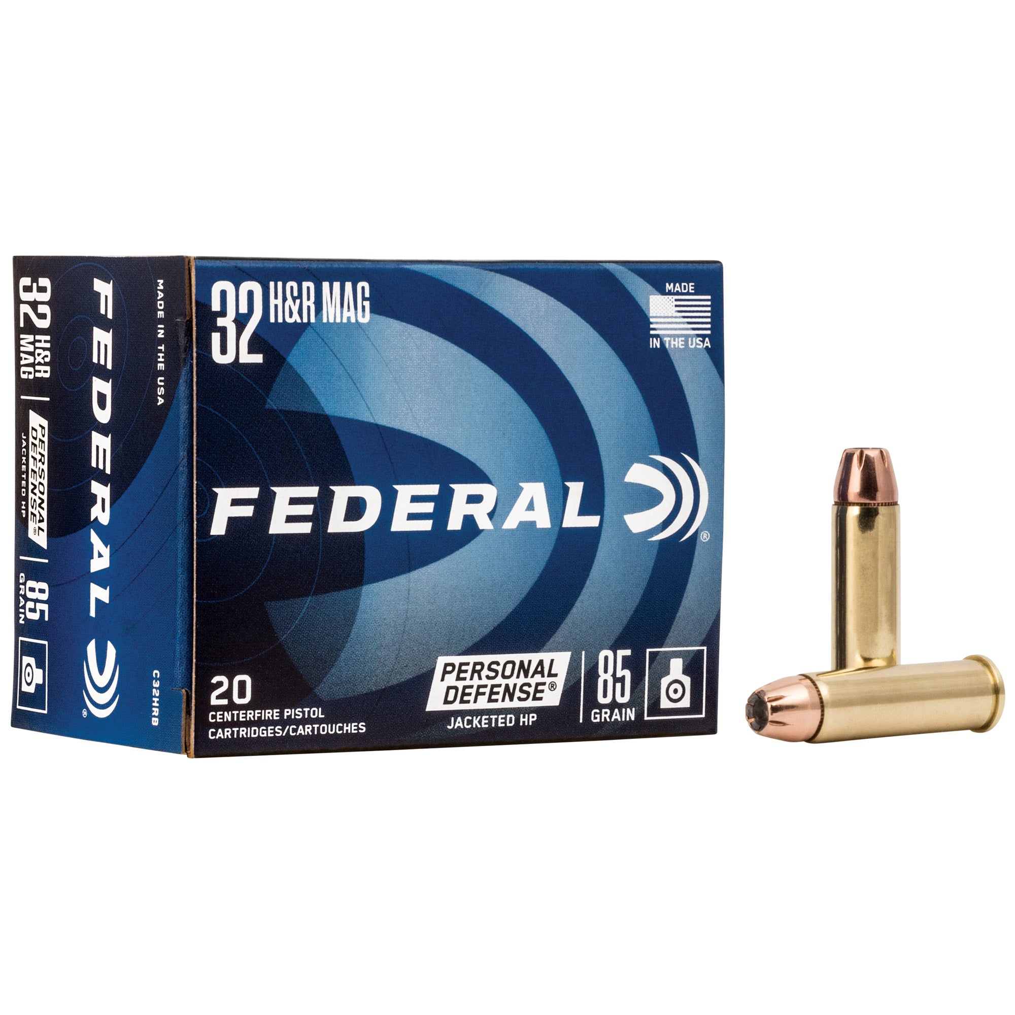 Federal Personal Defense .32 H&R Magnum 85 Grain Jacketed Hollow Point Ammunition - 20 Rounds per Box