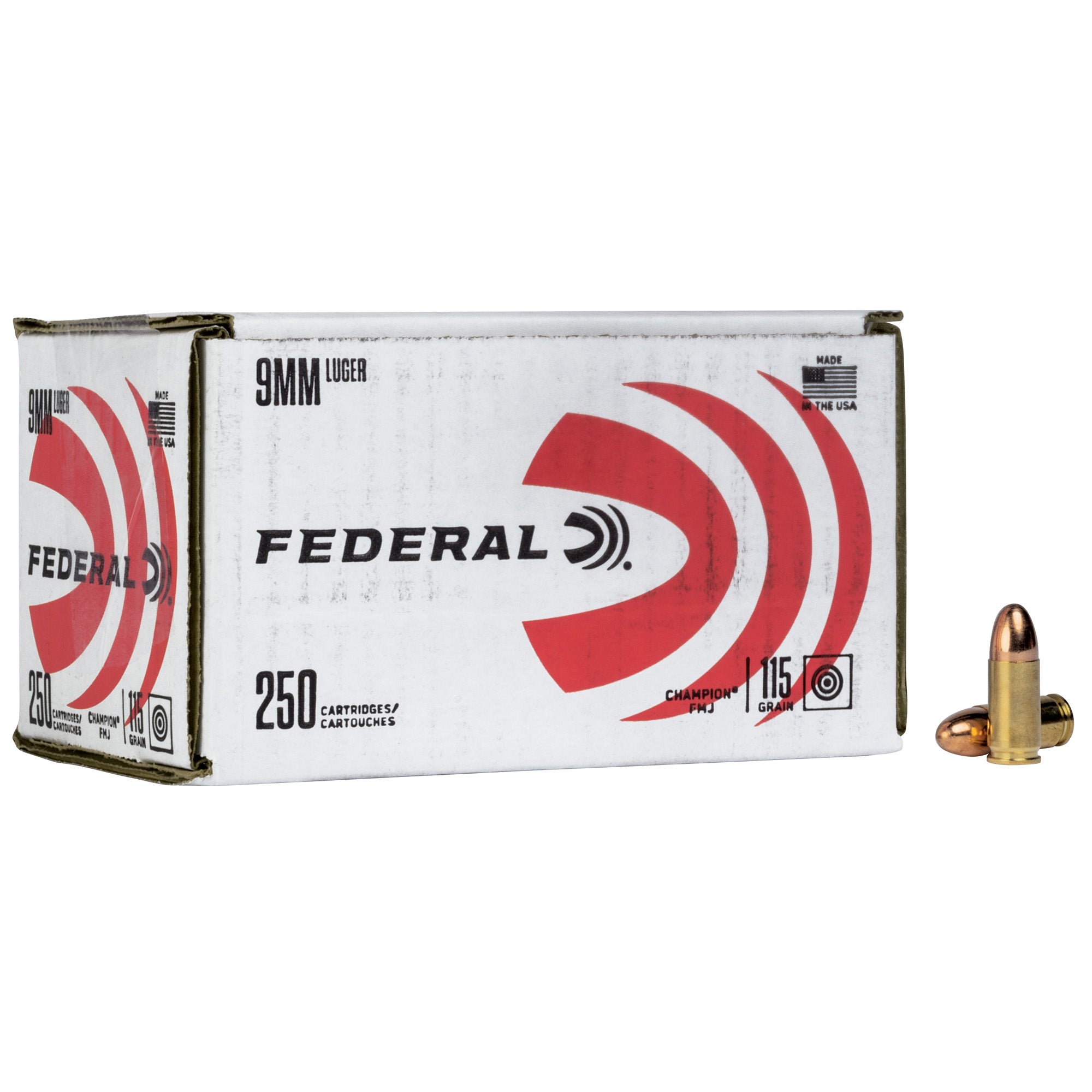 Federal Champion 9mm 115 Grain Full Metal Jacket Ammo - 250 Rounds