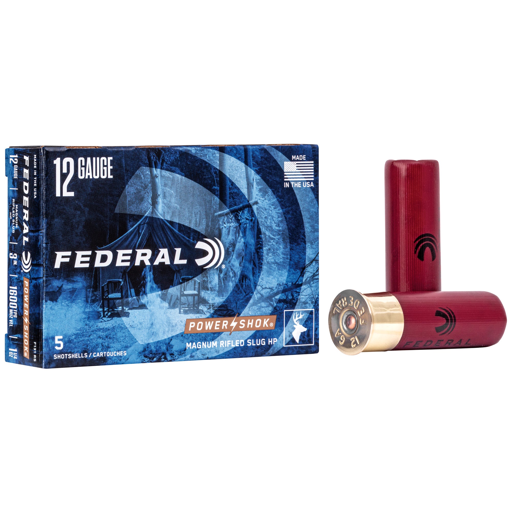 Federal PowerShok 12 Gauge 3" Rifled Slug - 1 1/4 oz, Box of 5