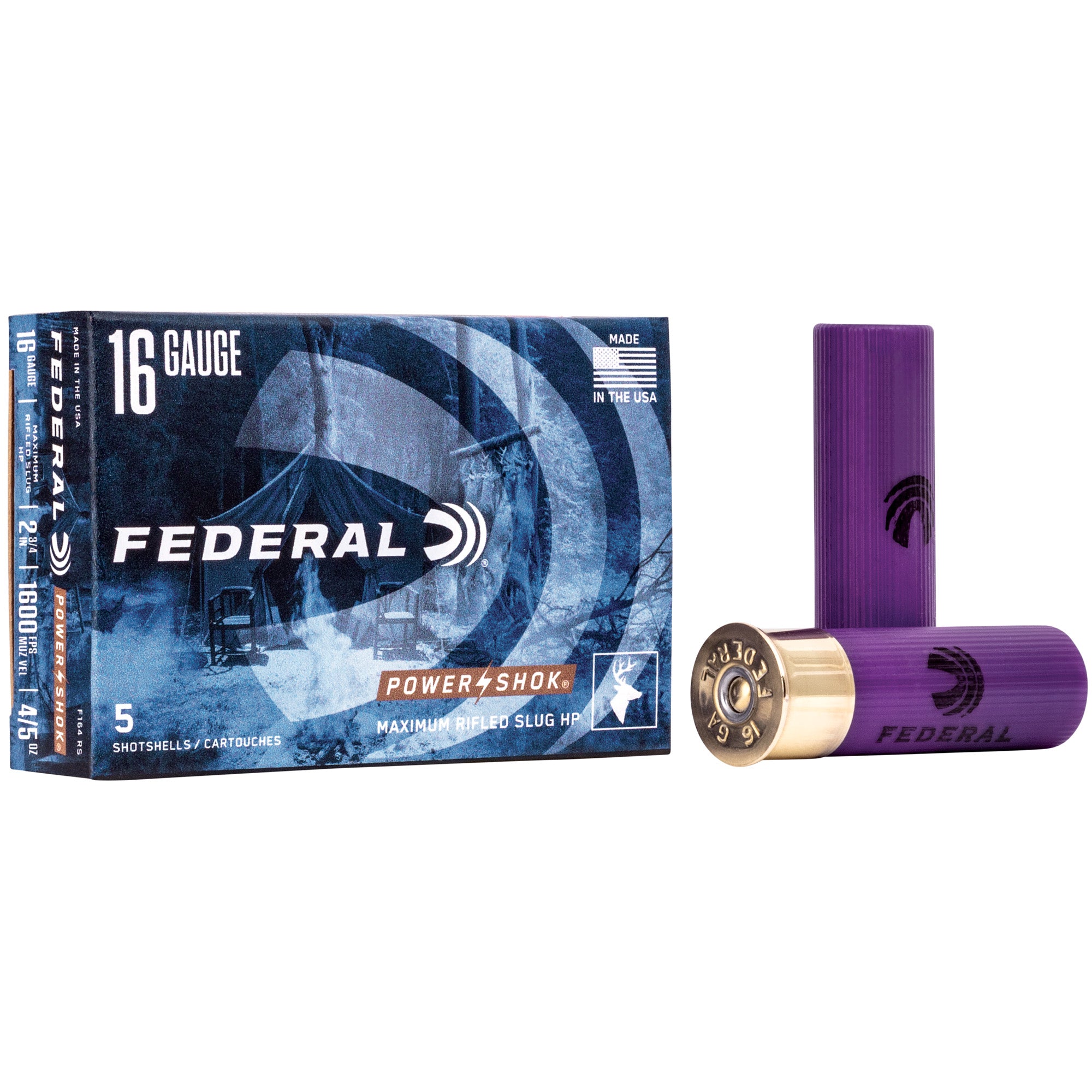 Federal PowerShok 16 Gauge Rifled Slug - 2.75 Inch, 0.80 oz - Reliable Hunting Ammo
