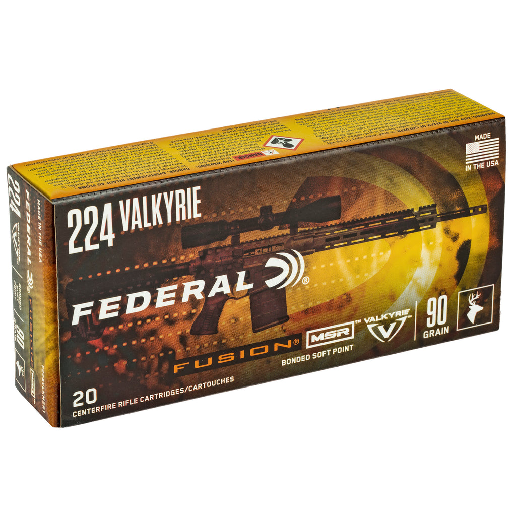 Federal Fusion 224 Valkyrie 90-Grain Boat Tail Rifle Ammunition - 20 Rounds Per Box
