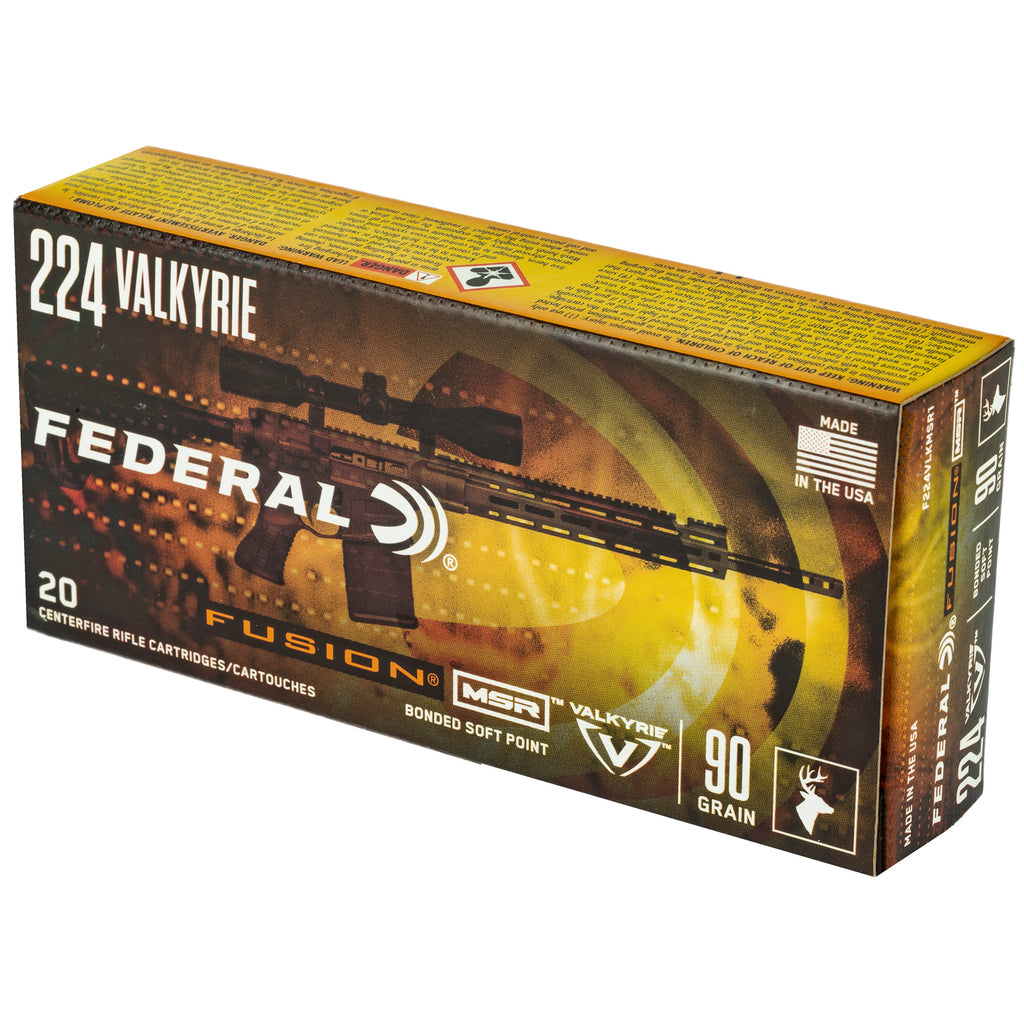 Federal Fusion 224 Valkyrie 90-Grain Boat Tail Rifle Ammunition - 20 Rounds Per Box