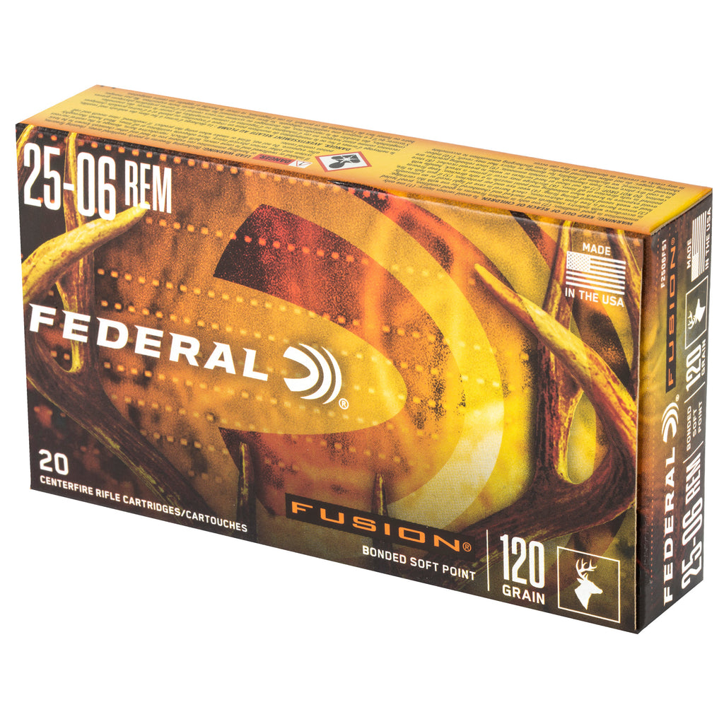 Federal Fusion 25-06 Remington Rifle Ammunition - 120 Grain Boat Tail, Box of 20 Rounds
