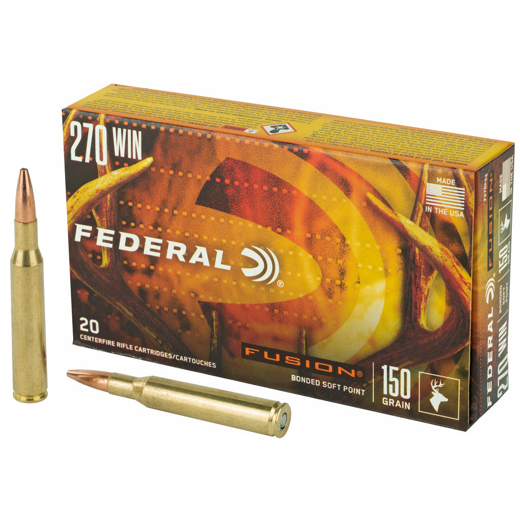 Federal Fusion 270 Winchester 150 Grain Boat Tail Rifle Ammunition - 20 Rounds per Box