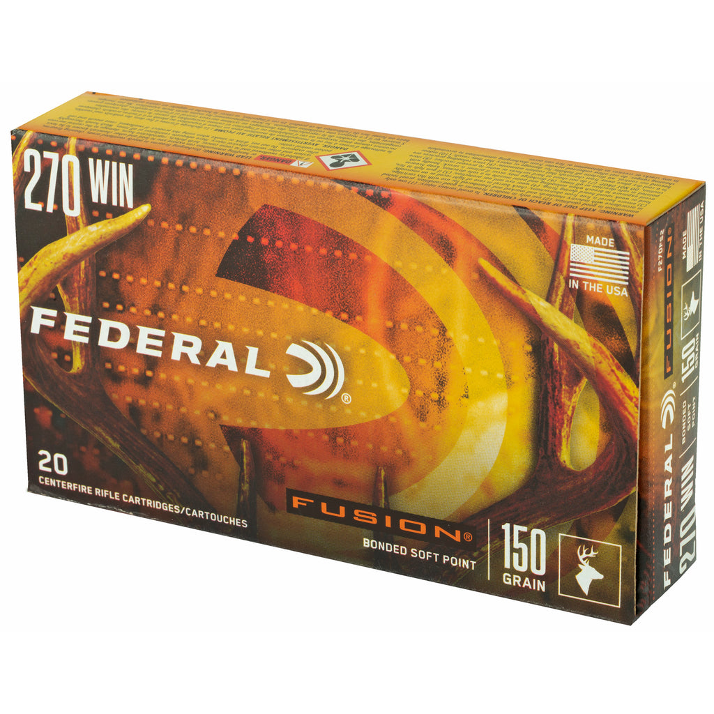 Federal Fusion 270 Winchester 150 Grain Boat Tail Rifle Ammunition - 20 Rounds per Box
