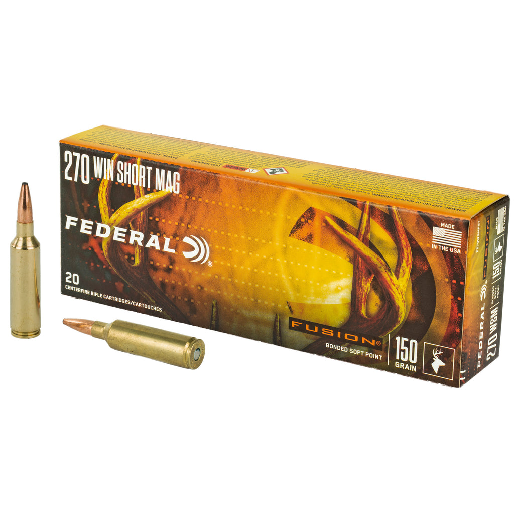 Federal Fusion 270 Winchester Short Magnum 150-Grain Boat Tail Rifle Ammunition (20 Rounds per Box)
