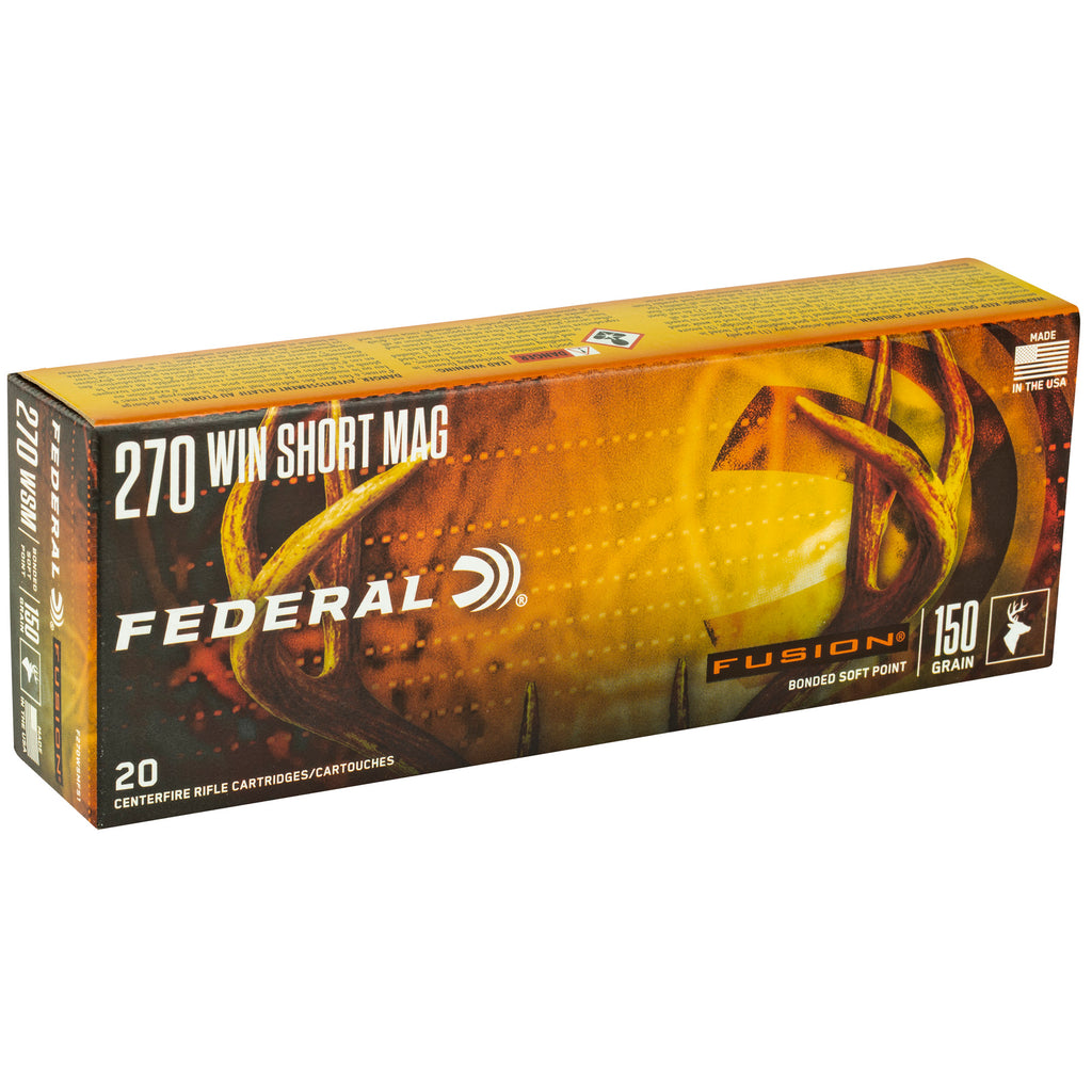Federal Fusion 270 Winchester Short Magnum 150-Grain Boat Tail Rifle Ammunition (20 Rounds per Box)