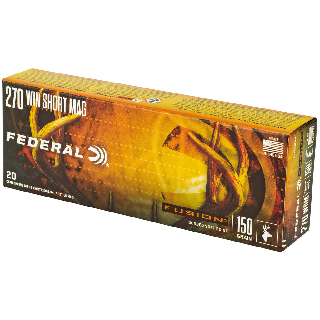 Federal Fusion 270 Winchester Short Magnum 150-Grain Boat Tail Rifle Ammunition (20 Rounds per Box)