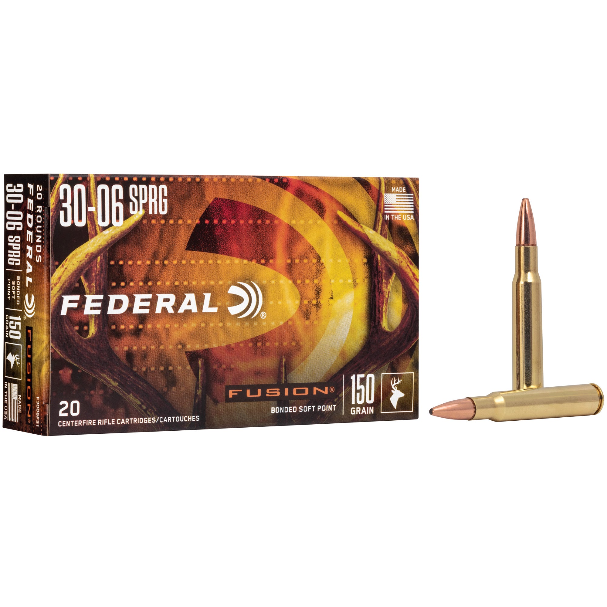 Federal Fusion 30-06 Springfield 150-Grain Solid Base Rifle Ammunition - Box of 20
