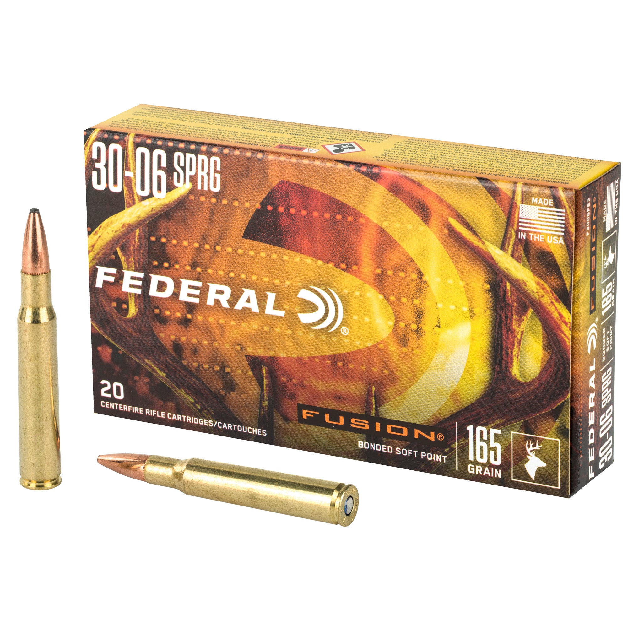 Federal Fusion 30-06 Springfield 165-Grain Boat Tail Rifle Ammunition (20 Rounds per Box)