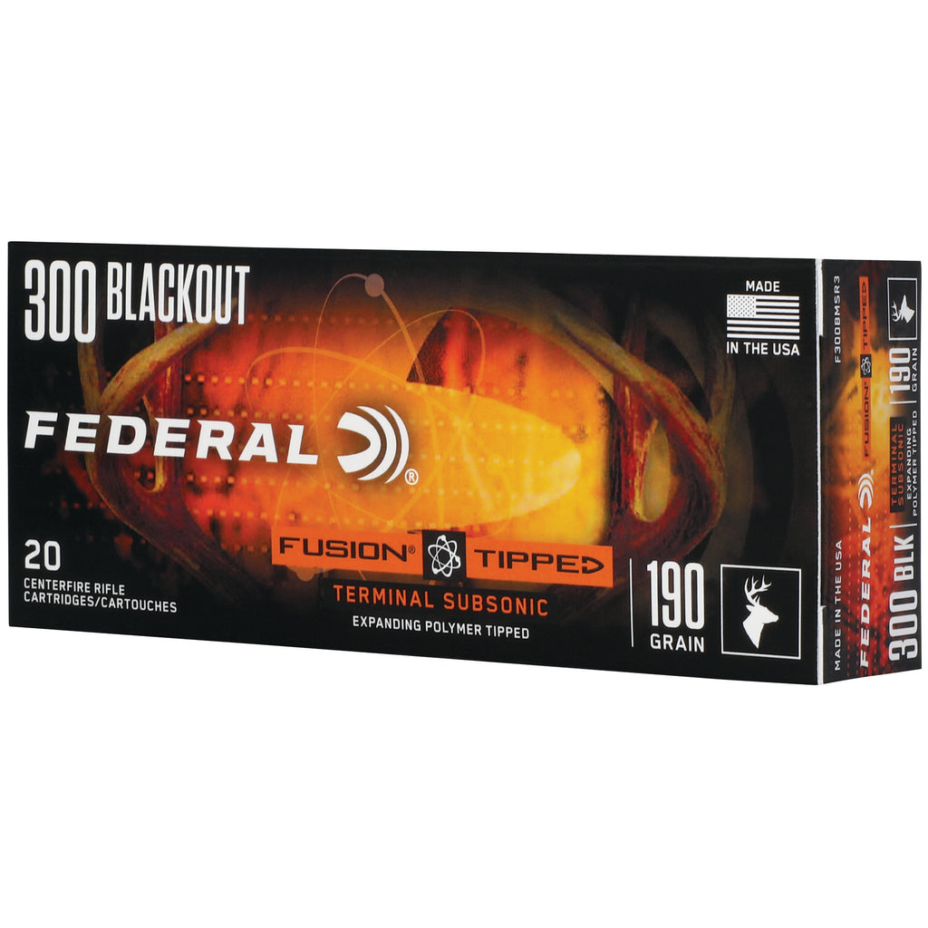 Federal Fusion Tipped .300 Blackout 190-Grain Polymer Tip Ammunition - Box of 20 Rounds