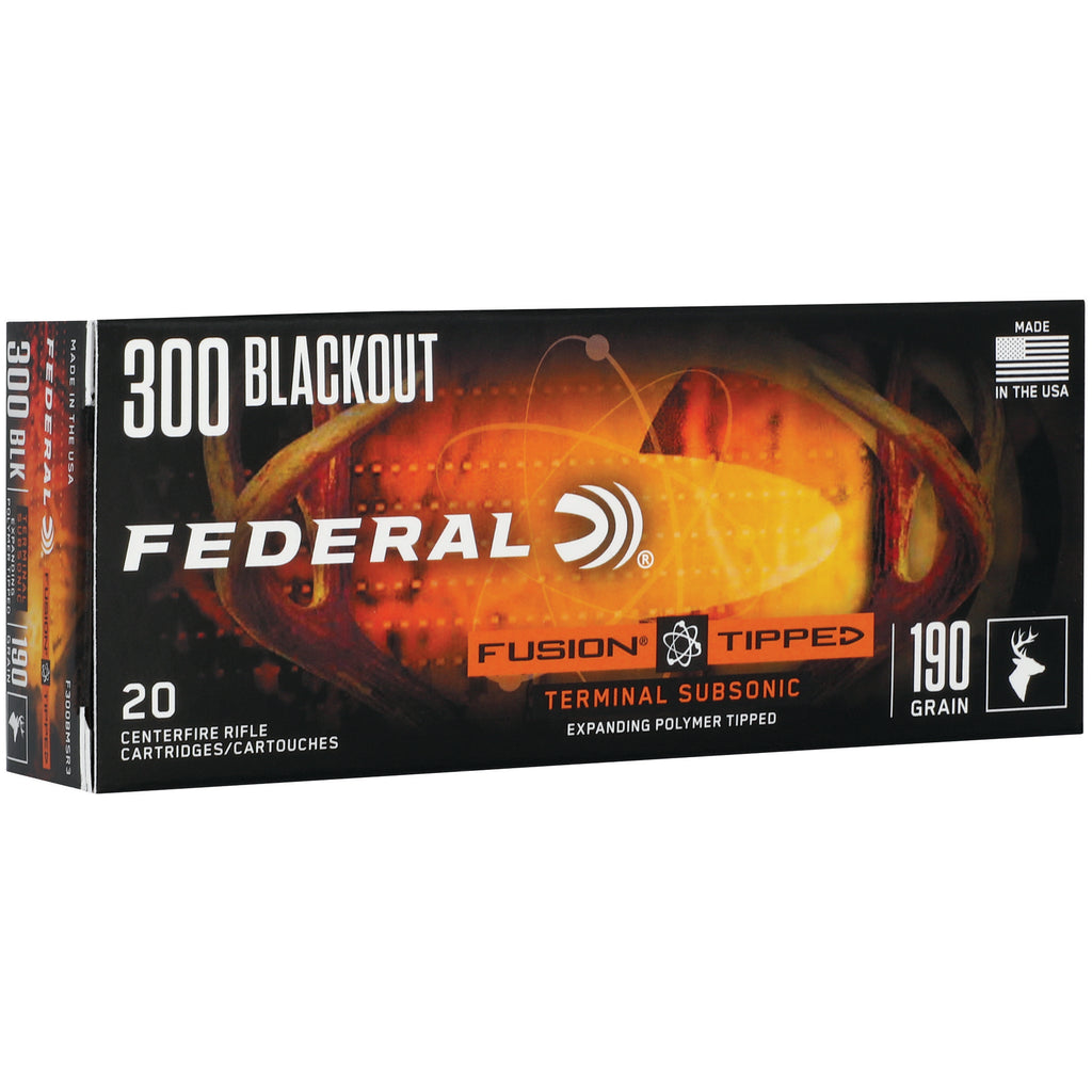 Federal Fusion Tipped .300 Blackout 190-Grain Polymer Tip Ammunition - Box of 20 Rounds