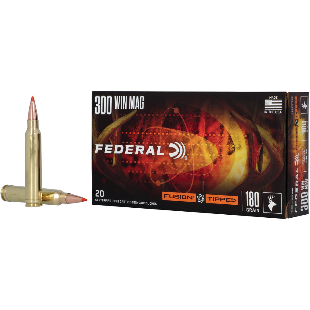 Federal Fusion Tipped 300 Winchester Magnum 180-Grain Polymer Tip Ammunition - Pack of 20
