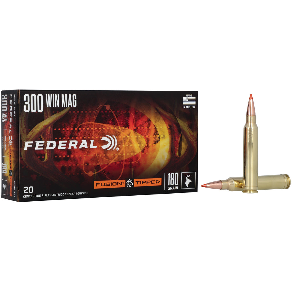 Federal Fusion Tipped 300 Winchester Magnum 180-Grain Polymer Tip Ammunition - Pack of 20